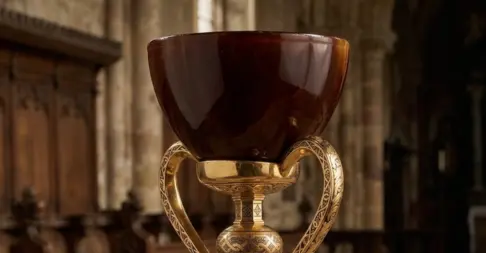 Santo Cáliz de Valencia, copa de ágata con asas de oro, custodiada en la Catedral de Valencia